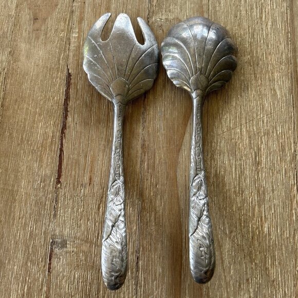 Vintage Arthur Court 1990 Rabbit Bunny Salad Serving Set Fork Spoon 11" Aluminum - Picture 4 of 5